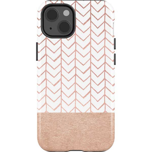 Rose Gold Herringbone iPhone 15 Impact Case